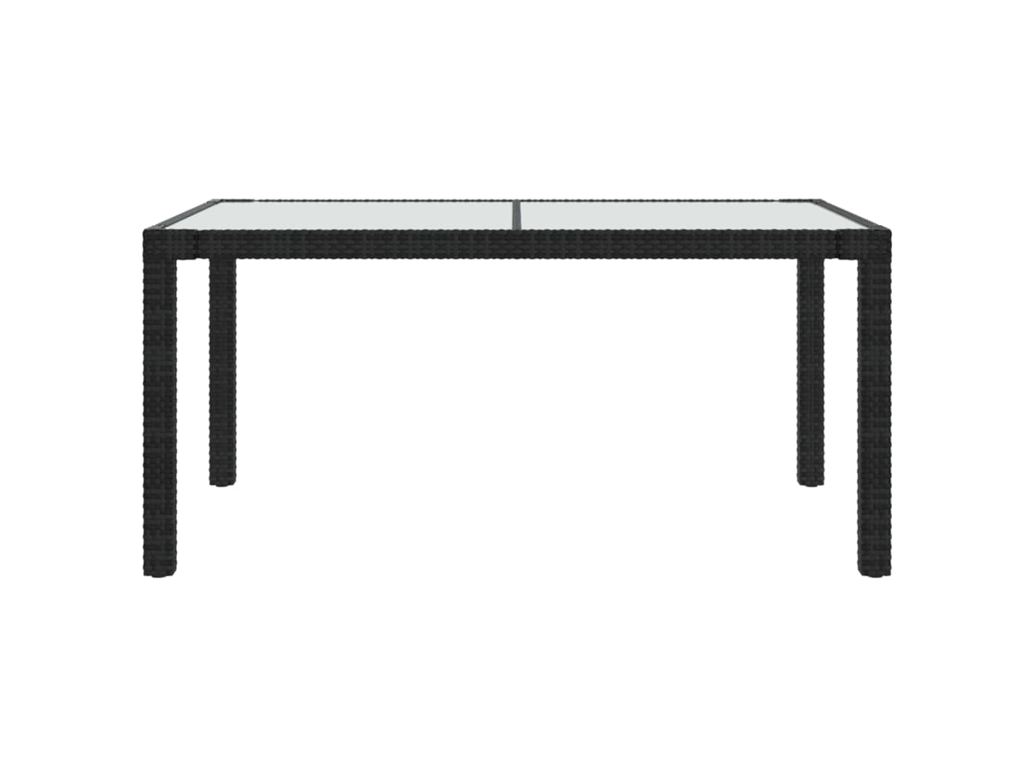Mesa De Jardim 150x90x75 Cm Vidro Temperado Vime Pe Preto