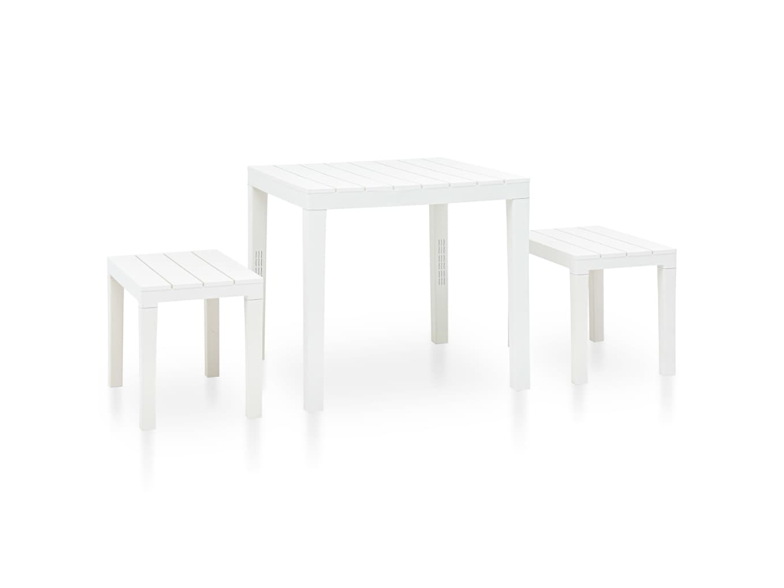 Mesa De Jardim | Mesa De Exterior Com 2 Bancos Plástico Branco Lovely Home