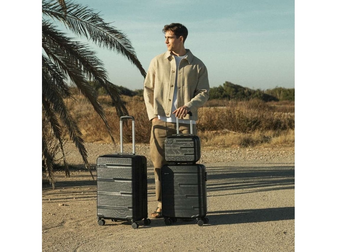 Conjunto de 3 Malas NUMADA Upfly T10 Preto (Mala Cabine 55x40x20 cm/Média 60L/Necessaire)