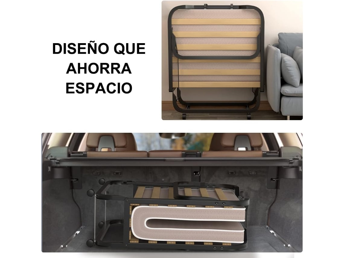 Cama Dobrável com Colchão 80X200 Cm Cama de Solteiro para Hóspedes com Estrutura Metálica Resistente e Colchão de Espuma COSTWAY