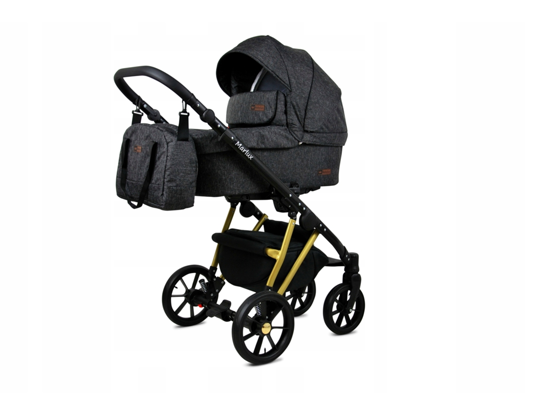 Carrinho de Bebé Multifuncional BABYLUX MARLUX 4 Em 1 -Onyx Gold Frame - Ajustável e dobrável Construção leve em alumínio - Acessórios
