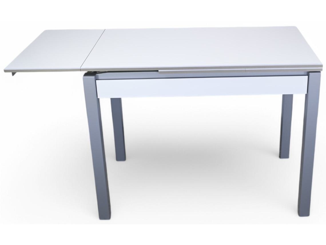 Mesa de cozinha extensível Rouse feita à mão com melamina branca GSMESAS (100/164x60x75cm)