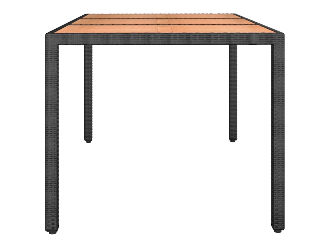 Mesa de Jardim LOVELY HOME Jantar com Tampo de Madeira Vime Pe/Acácia Maciça Preto (150 x 90 x 75 cm)