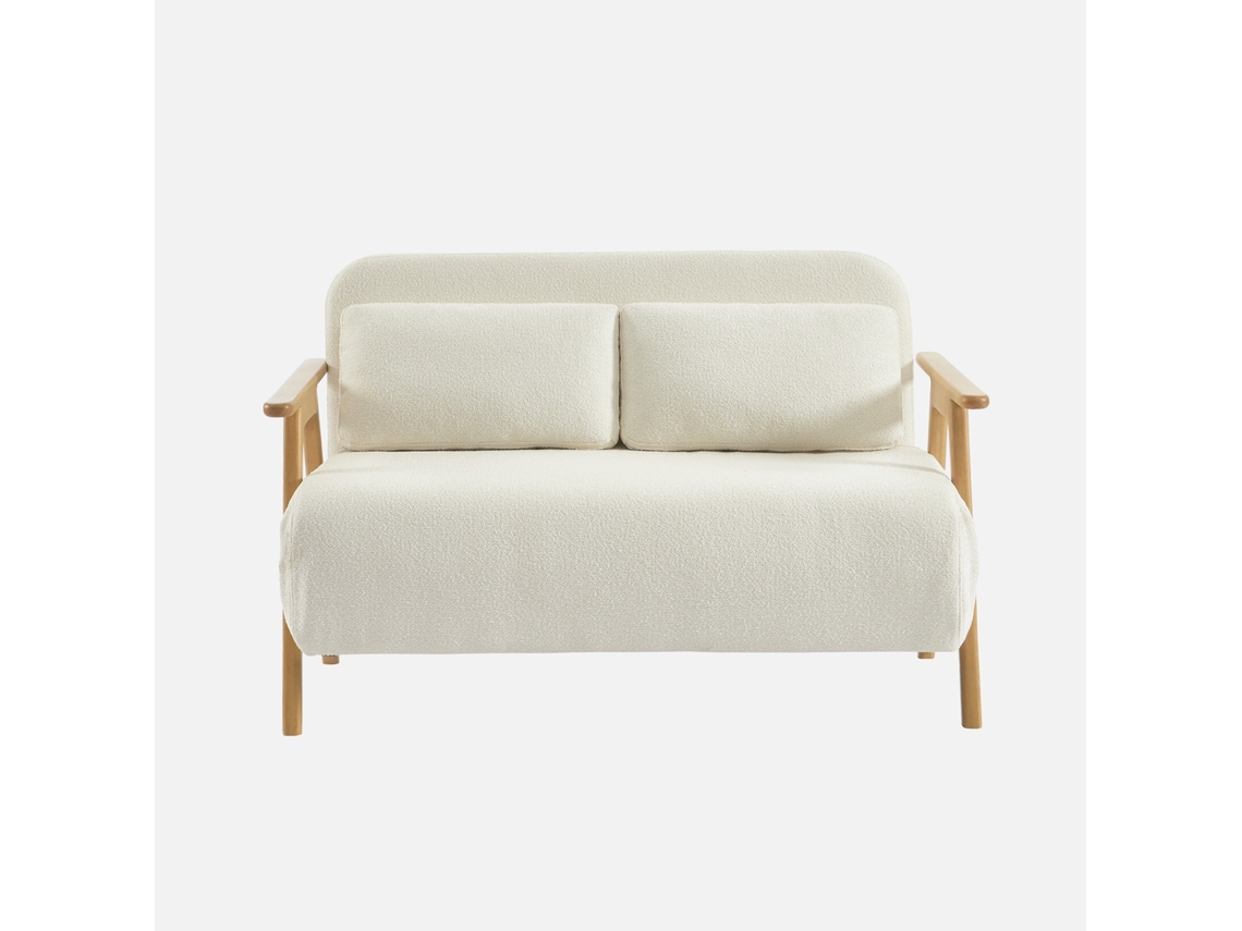 Sofá cama texturizado 2 lugares Madeira E Boucle, Creme Sweeek