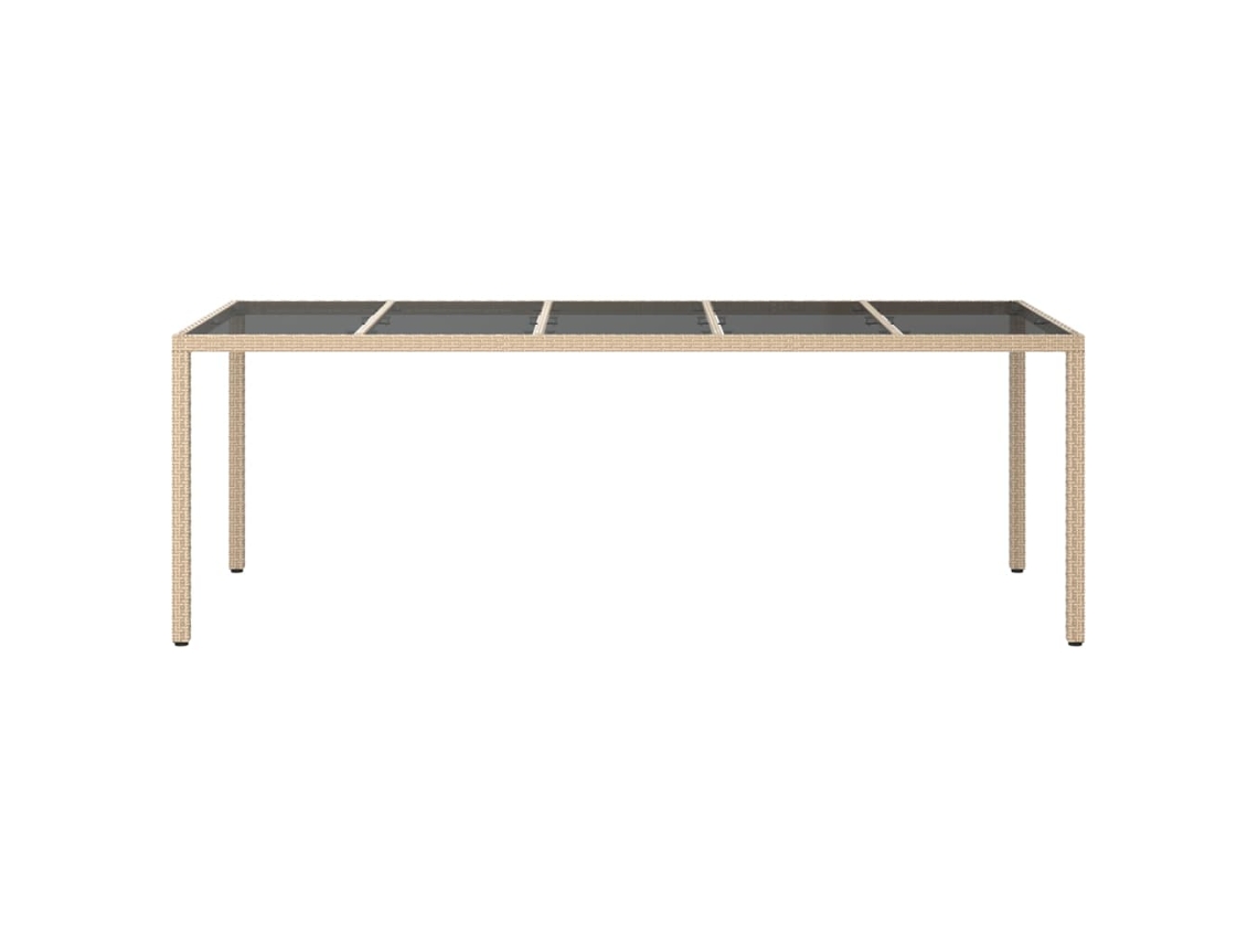 Mesa De Jardim 250x100x75 Cm Vidro Temperado Vime Pe Bege Preto