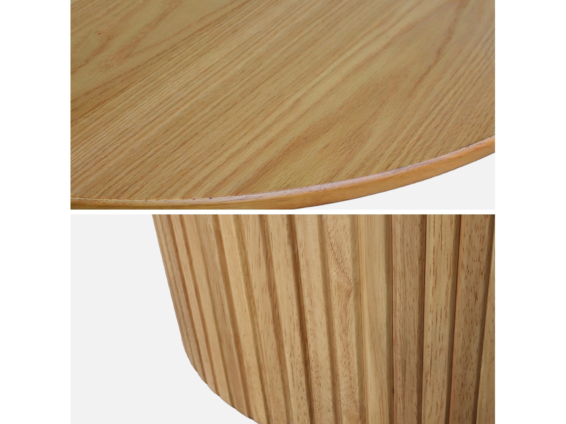 Mesa De Jantar Redonda Em Madeira Para 4 Lugares, Natural Sweeek