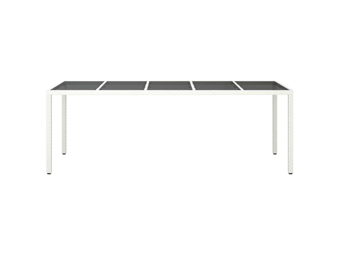 Mesa De Jardim 250x100x75 Cm Vime Pe Vidro Temperado Branco