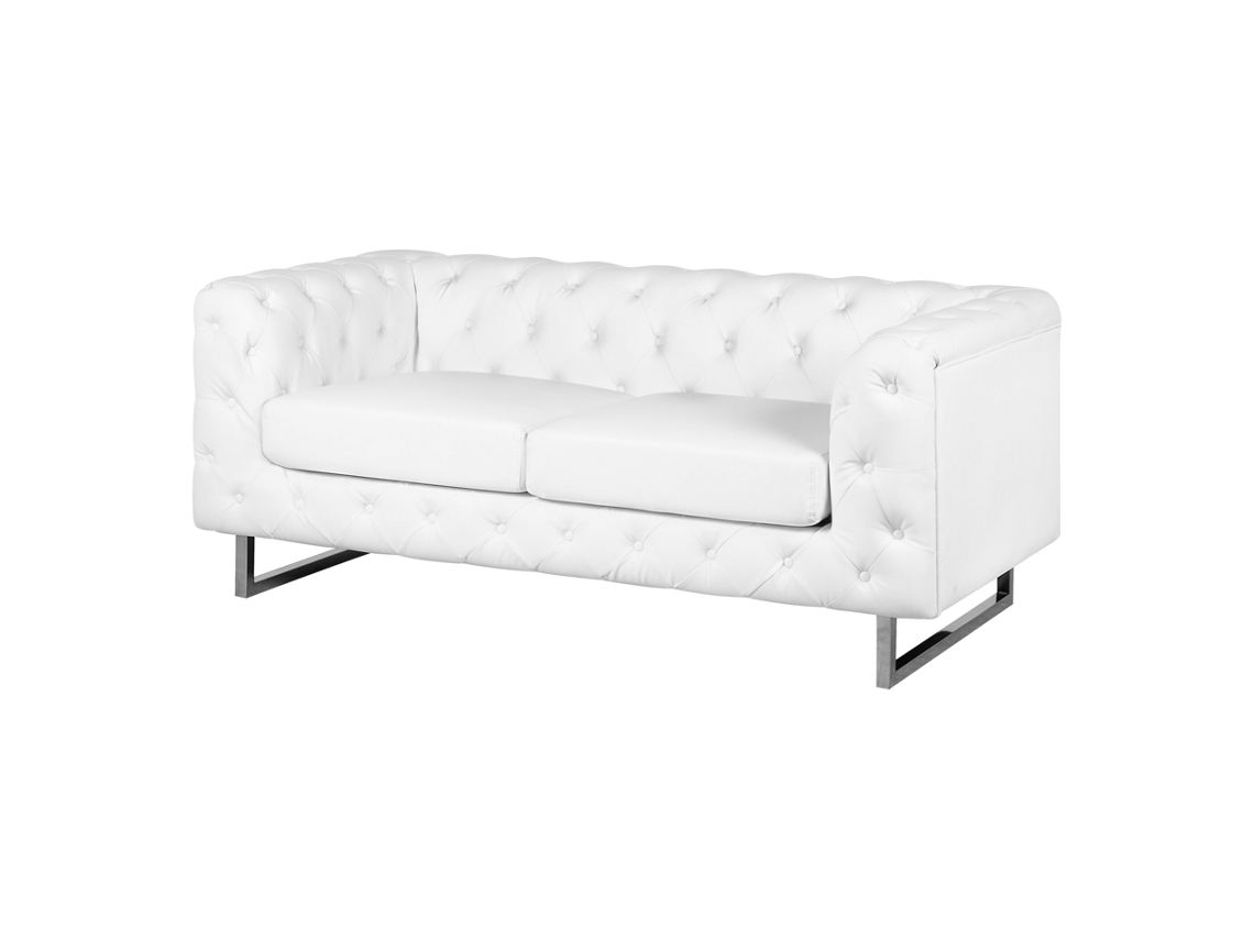 Sofá de 2 lugares BELIANI Vissland de Pele sintética Branco 172x87x71