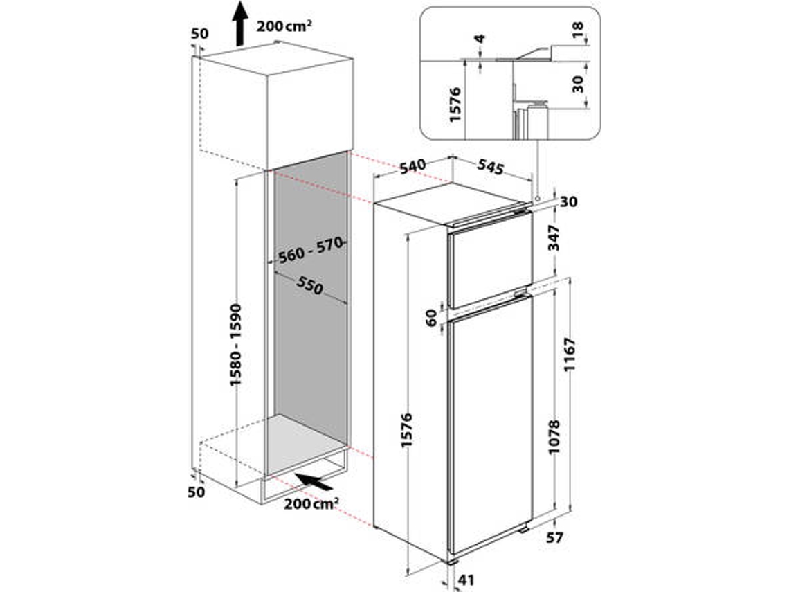 Frigorífico Encastre HOTPOINT T 16 A2 D/HA 1 (Estático - 157.6 cm - 239 L - Branco)