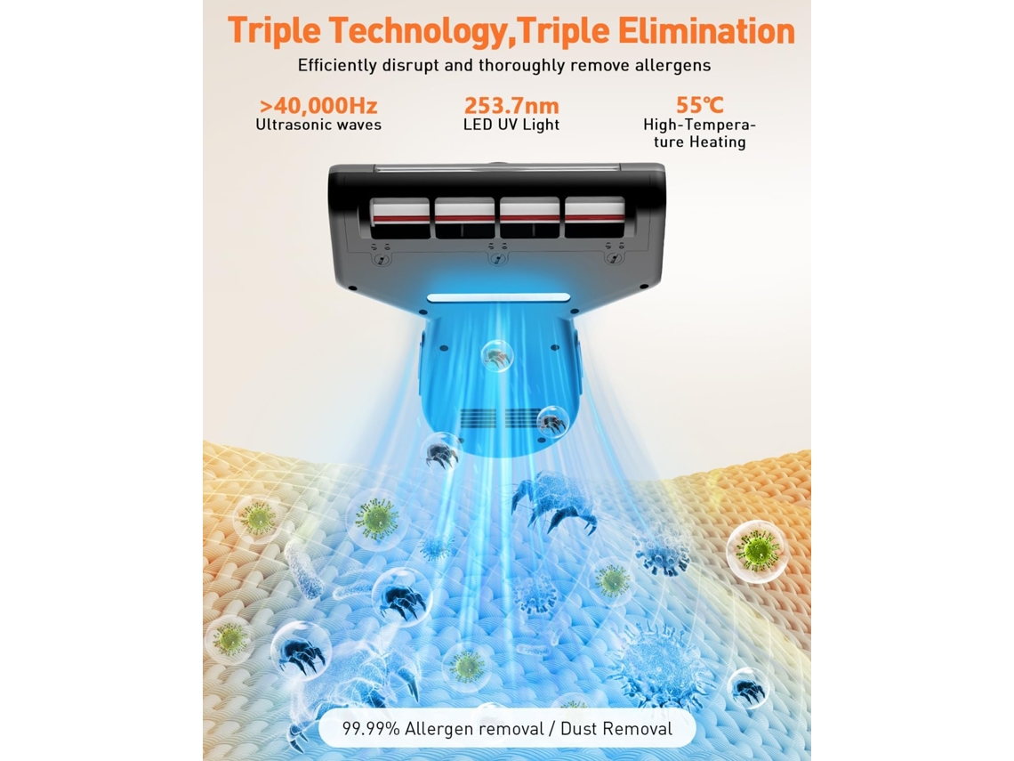 Aspirador De Ácaros Digitallab O Bico Largo Remove Profundamente Ácaros, Alérgenos E Bactérias