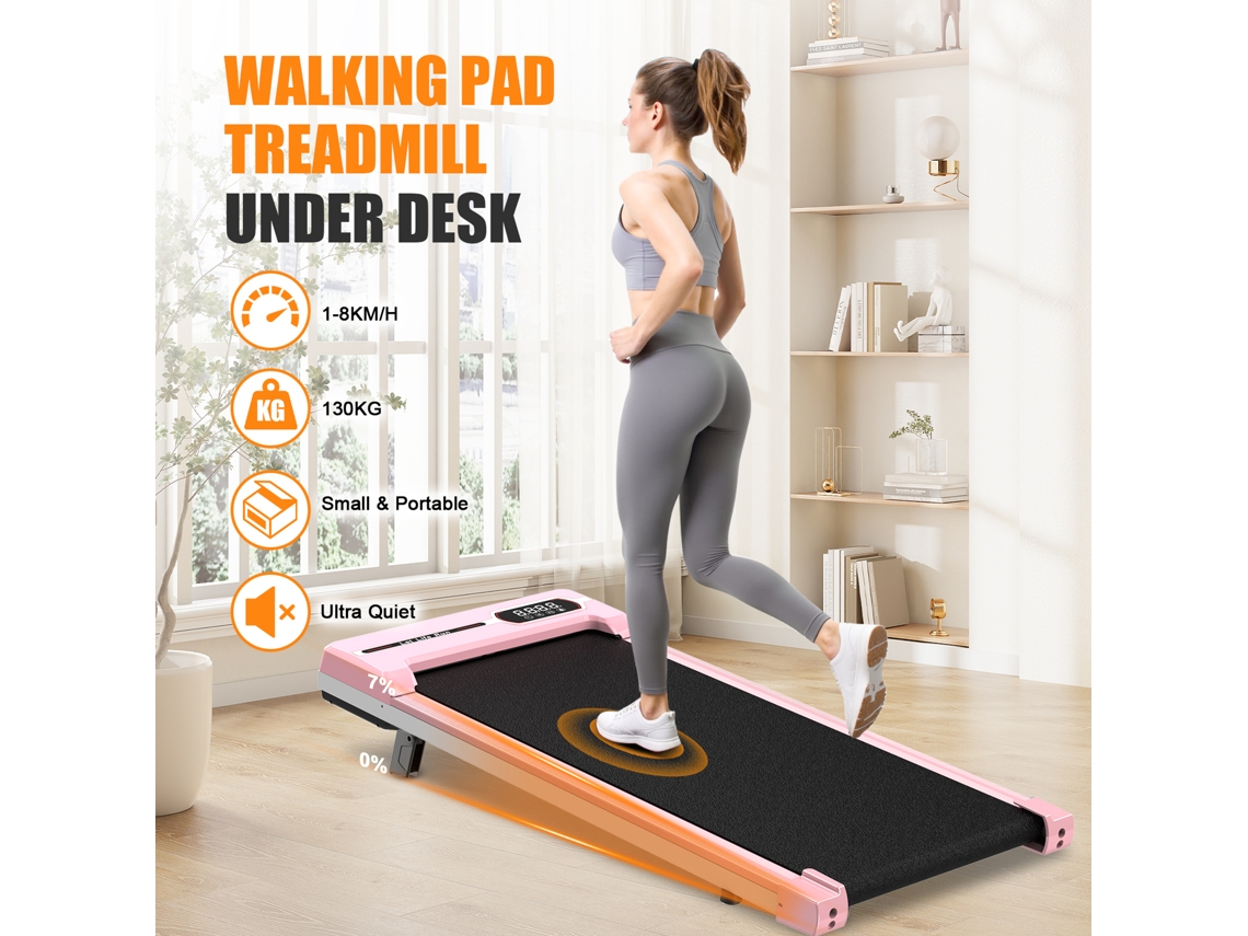 Passadeira de Corrida BOTIFLY T1A, 8 Km/h, Inclinação 7°, 2.5HP, com Controlo Remoto, Área da superfície 92x38.5cm, Rose