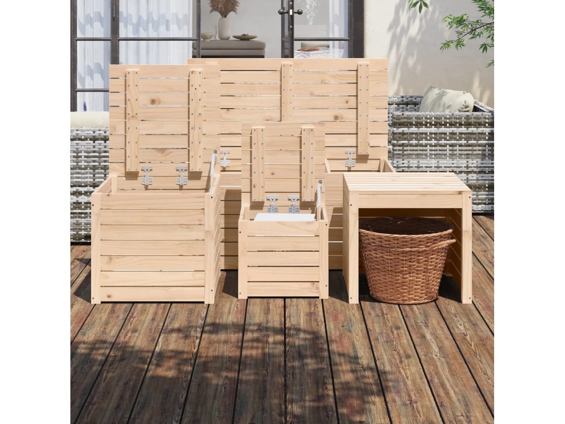 4 Pcs Conjunto de Caixas de Jardim Madeira de Pinho Maciça PANGSHIYUAN