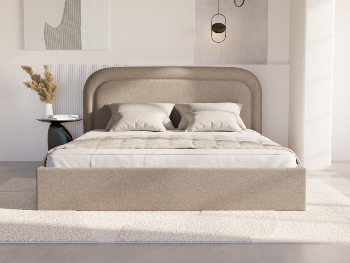 Cama Com Cofre Fireza Vente-unique Bege 180 X 200 Cm - Sem Colchão - Com Estrado