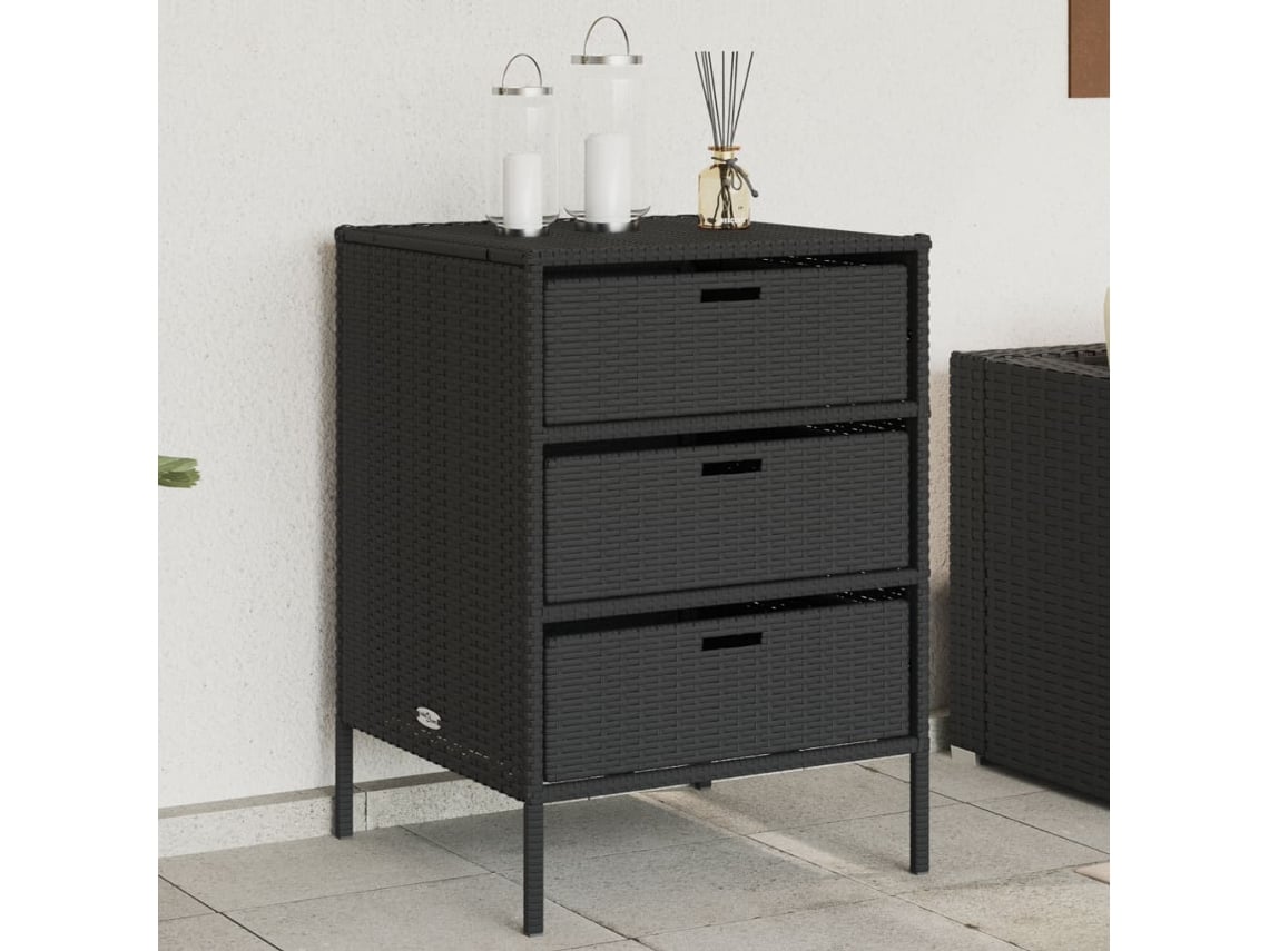 Armário de Exterior VIDAXL Vime Pe Preto (55x59x80 cm)