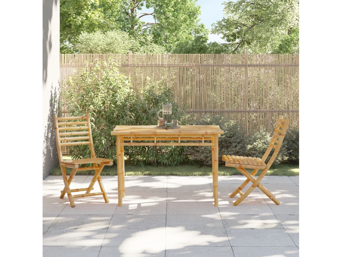 Mesa De Jantar Para Jardim 110x55x75 Cm Em Bambu Natural Vidaxl