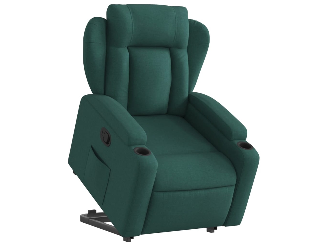 Poltrona reclinável elevatória tecido verde-escuro