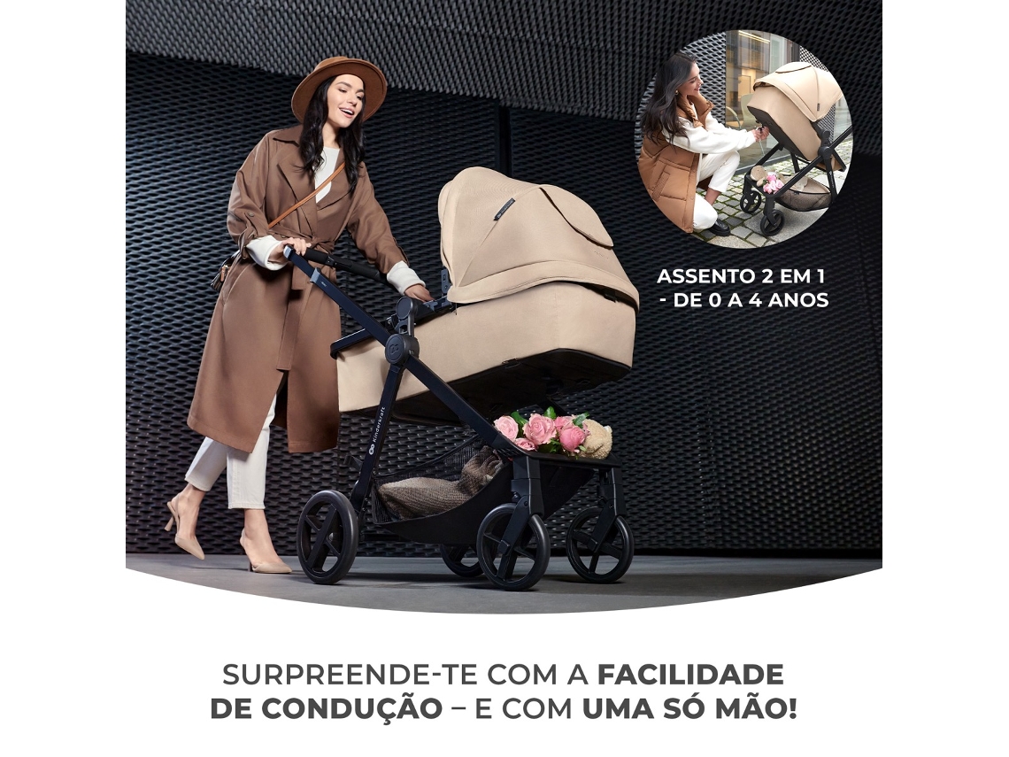 Carrinho de bebé multifuncional 4 em1 KINDERKRAFT Newly + Mink PRO (Cinzento)