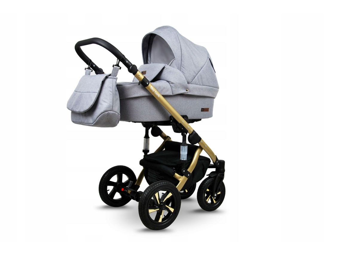 Carrinho de Bebé Multifuncional BABYLUX SKY LARK 4 Em 1 -Silver Flex GOLD FRAME - Ajustável e dobrável Construção leve em alumínio - Acessórios