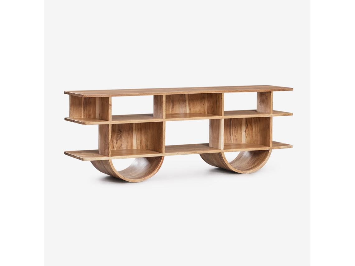 Estante De Madeira Flin Madeira De Manga Castanho Acácia Rústico 55 Cm Sklum