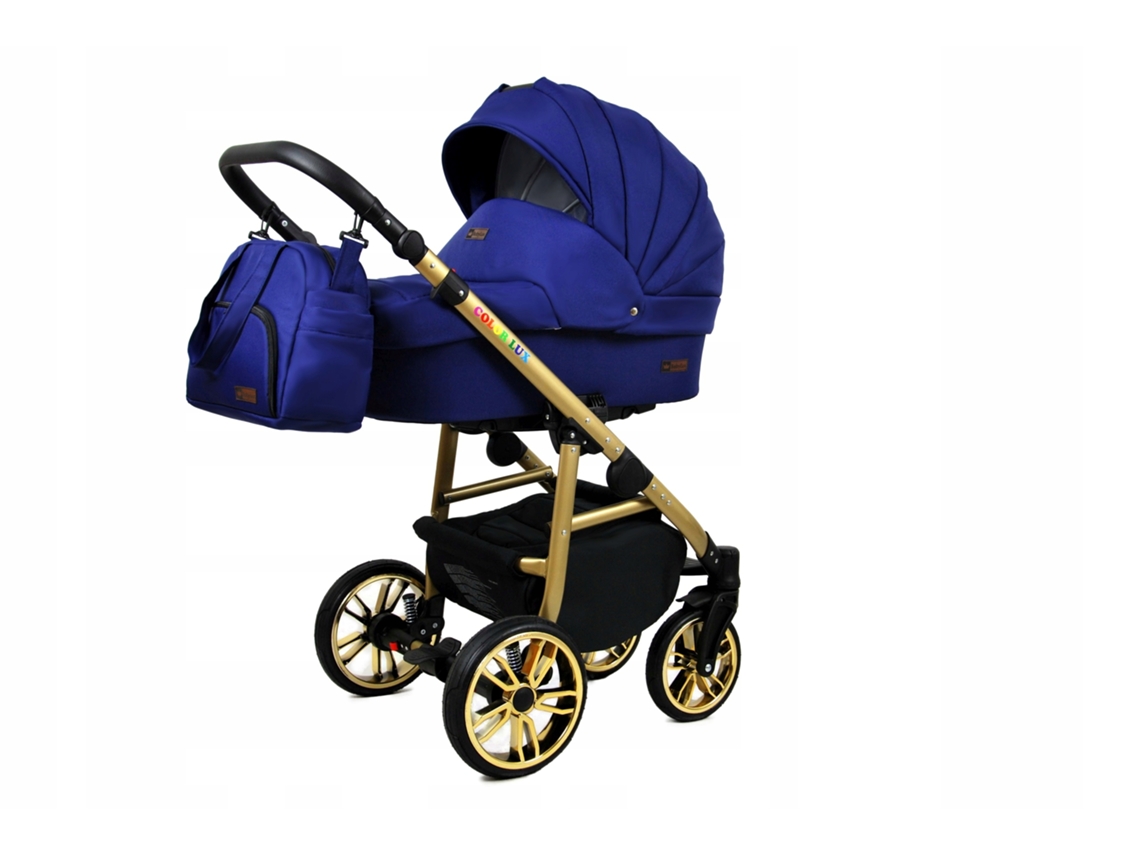 Carrinho de Bebé Multifuncional BABYLUX CLASSIC GOLD 3 Em 1 -Sailor Blue GOLD FRAME - Ajustável e dobrável Construção leve em alumínio - Acessórios