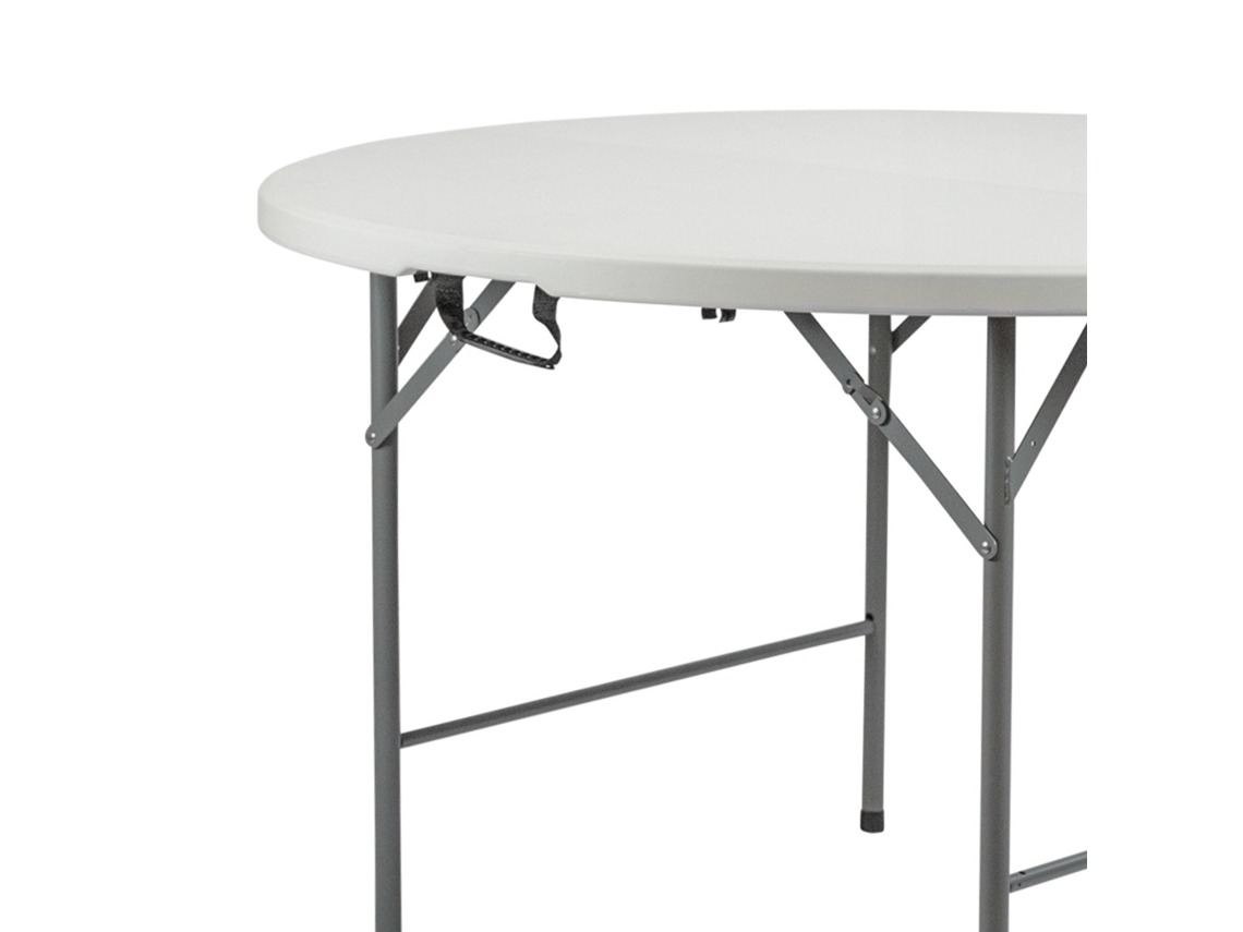 Pack 2 Mesas Dobráveis ​​portáteis De Resina Ø121cm Efeito Granito Branco 7house 7h Seven House