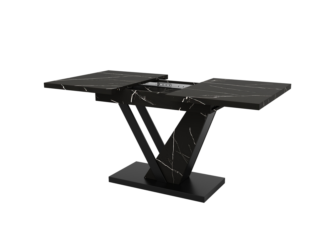 Mesa De Jantar Telescópica Extensível 120 A 160 Cm, Mesa De Cozinha Compacta Com Mármore Preto Para Sala De Estar Sini Tech Store