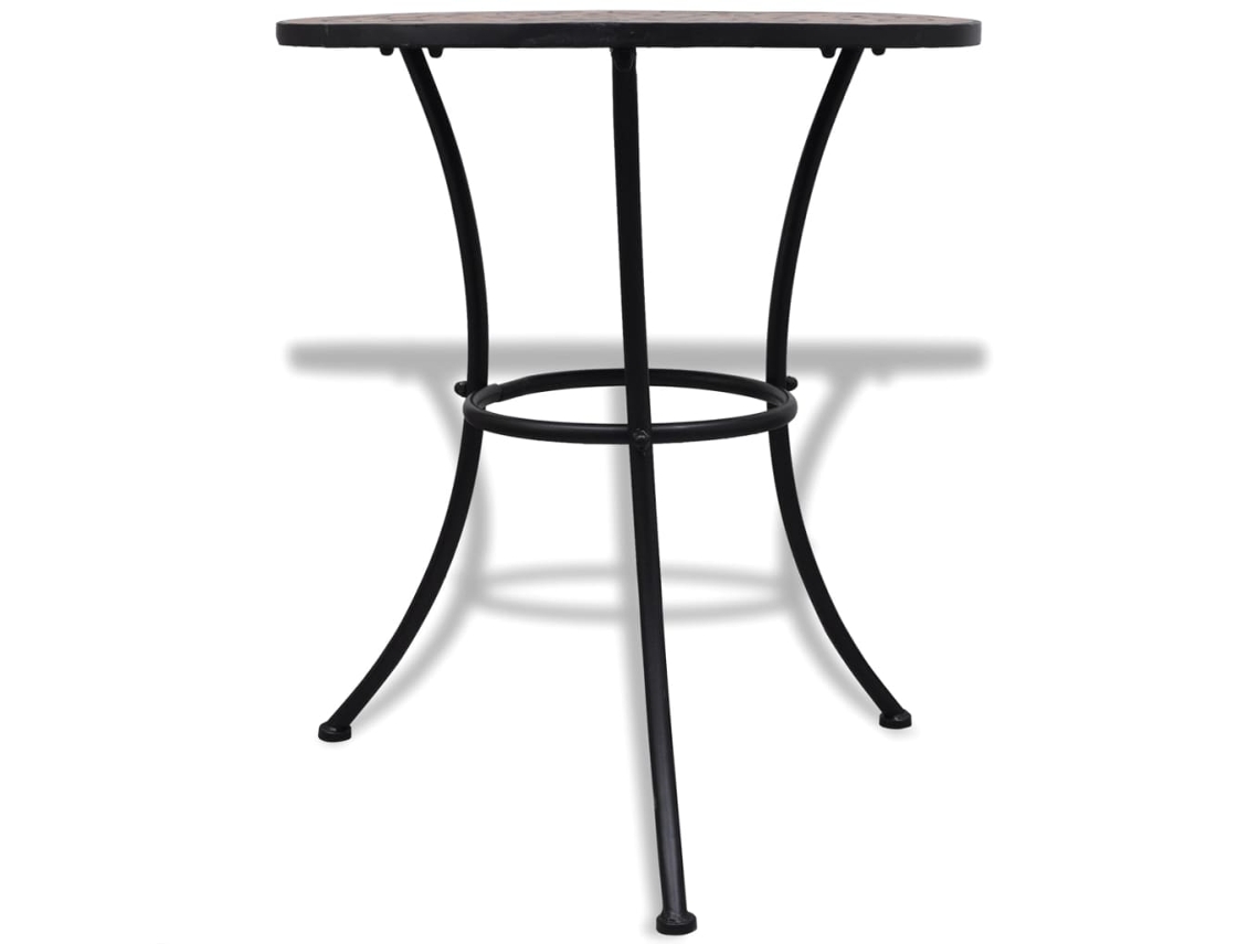 Mesa De Bistrô Mosaico 60cm Terracota Com Estrutura De Ferro