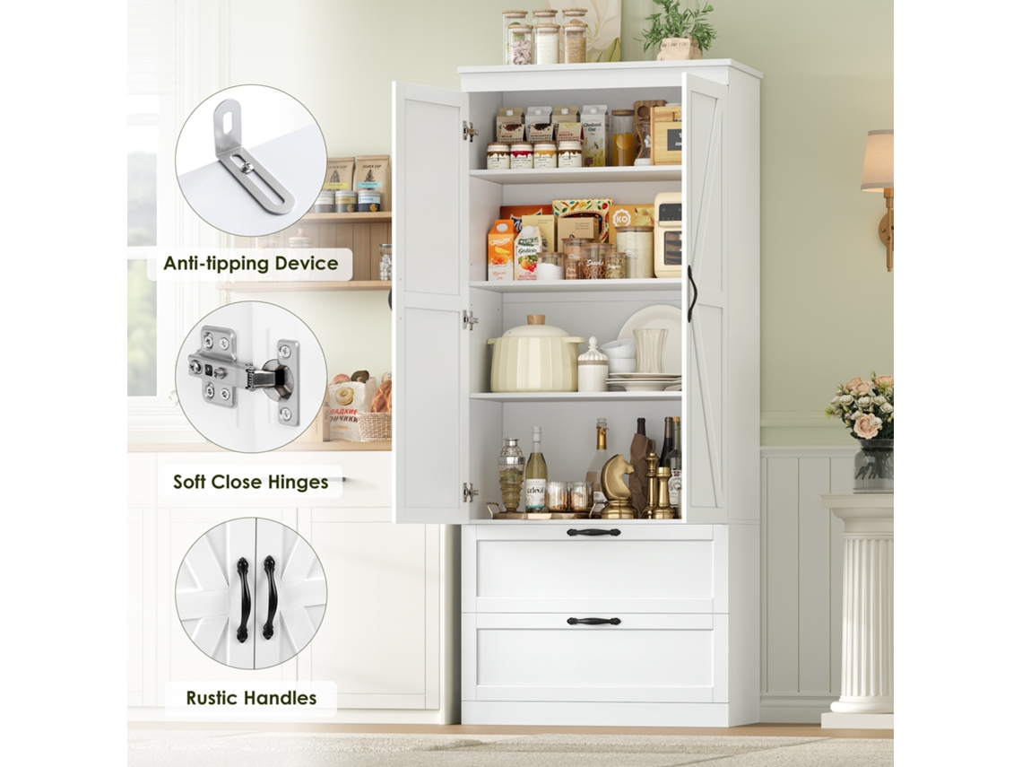 Armã¡rio De Cozinha, Amplo Espaã§o De Armazenamento, Uso Versã¡til E Multifuncional, Branco