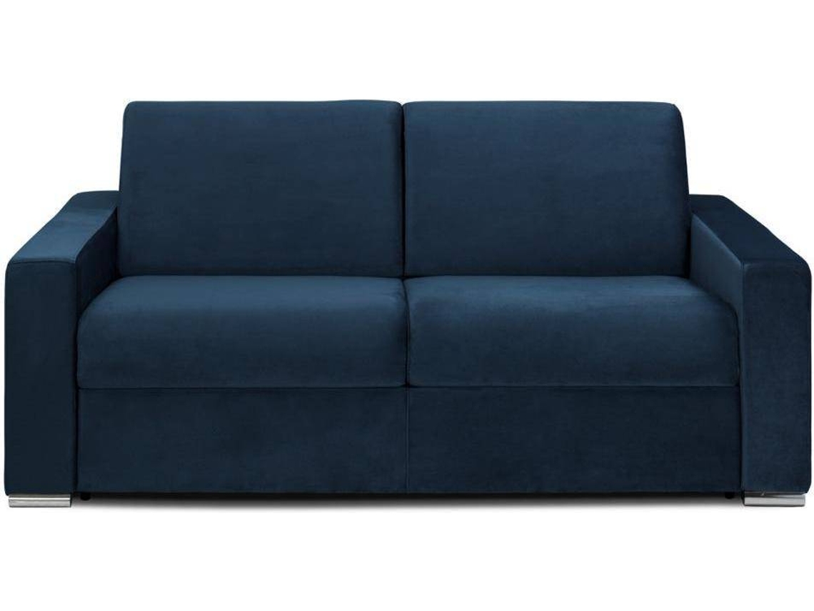 Sofá Cama Calito LINEA SOFA (Azul Escuro - Tecido e Veludo - 194x94x85 cm/Dimensões da cama: 140-159 cm)