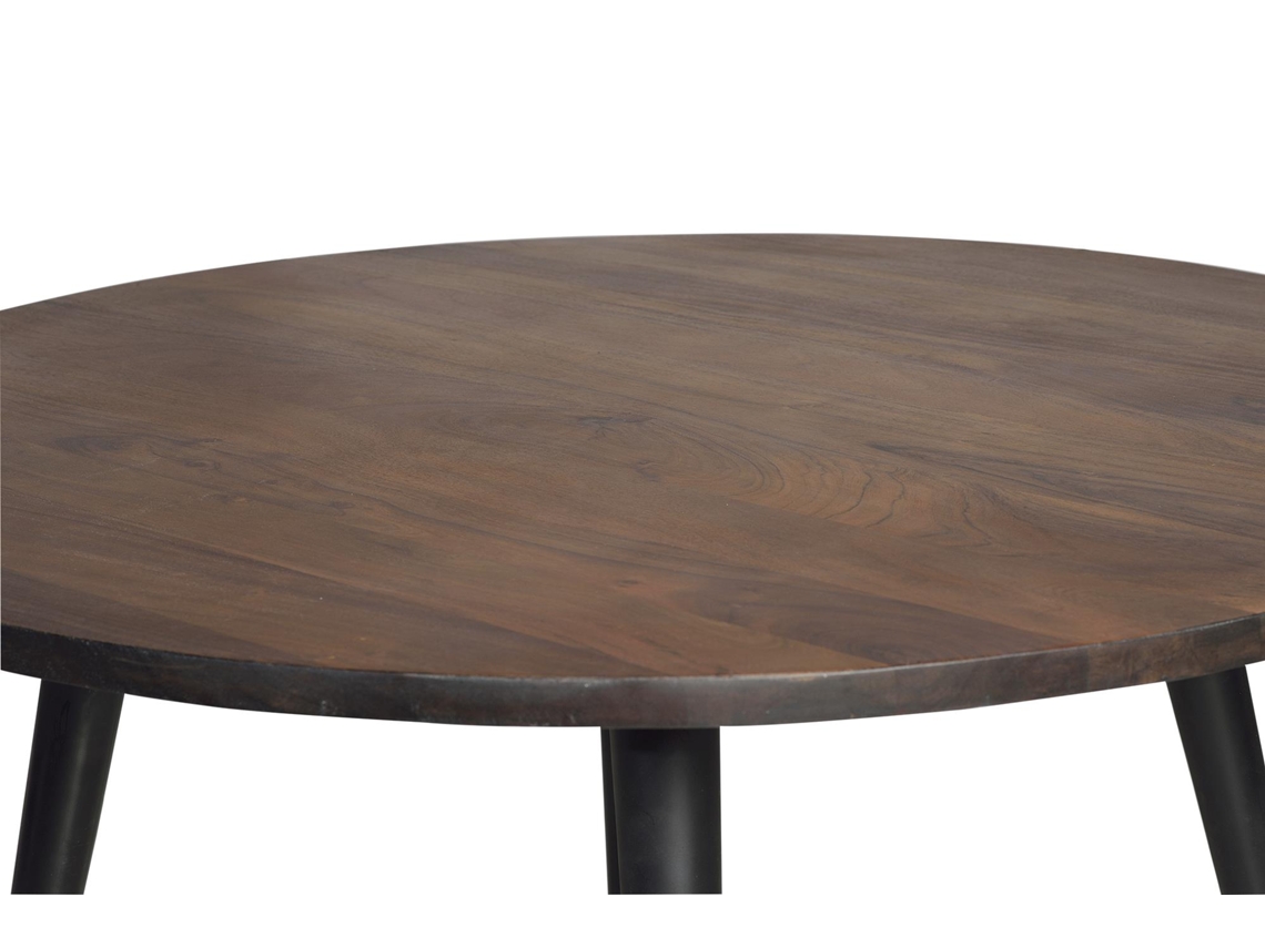 Mesa de Jantar em Madeira Acácia Natural e Pernas de Metal Preto Castanho GINER Y COLOMER 75x120x120