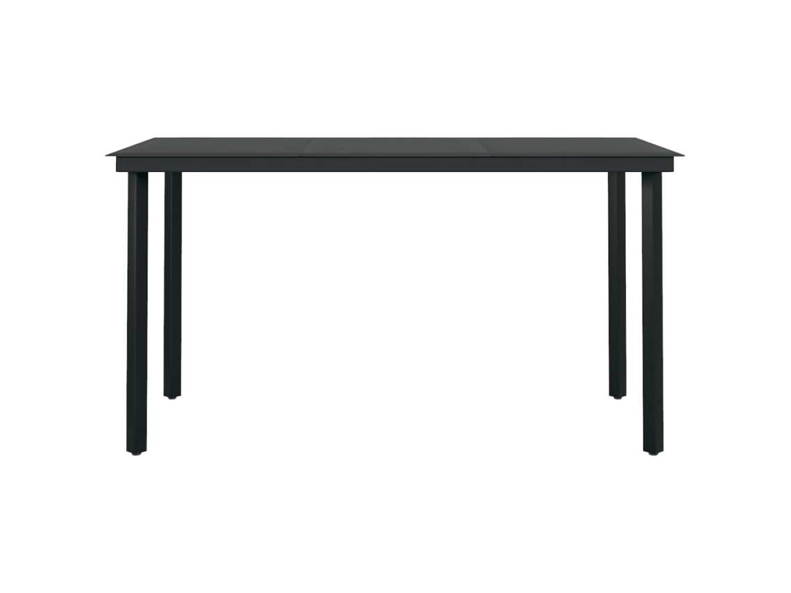 Mesa De Jantar Jardim 140x70x74 Cm Aço Vidro Preto Vidaxl