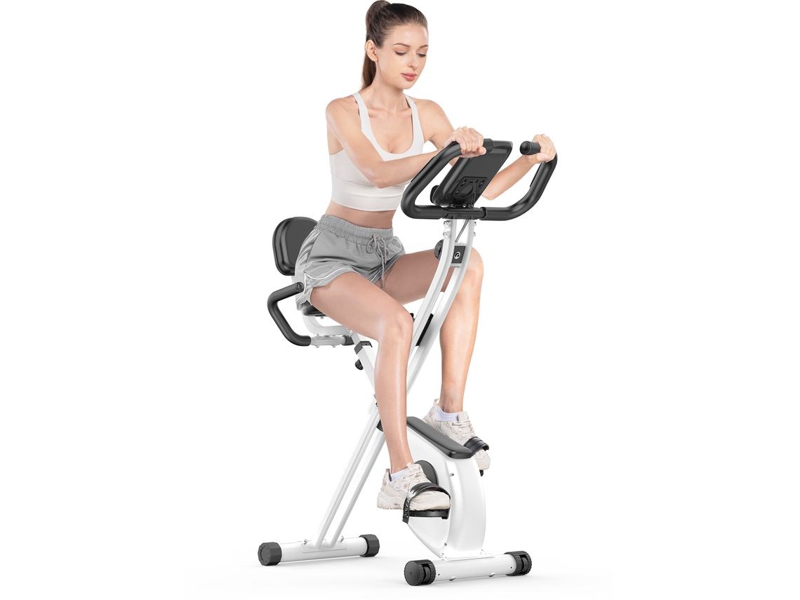 Bicicleta De Exercício X-Bike E R-Bike 2 Em 1 Ciclismo Em Recinto Fechado Com Monitor De Frequência Cardíaca Ecrã Lcd -Branco BIGZZIA