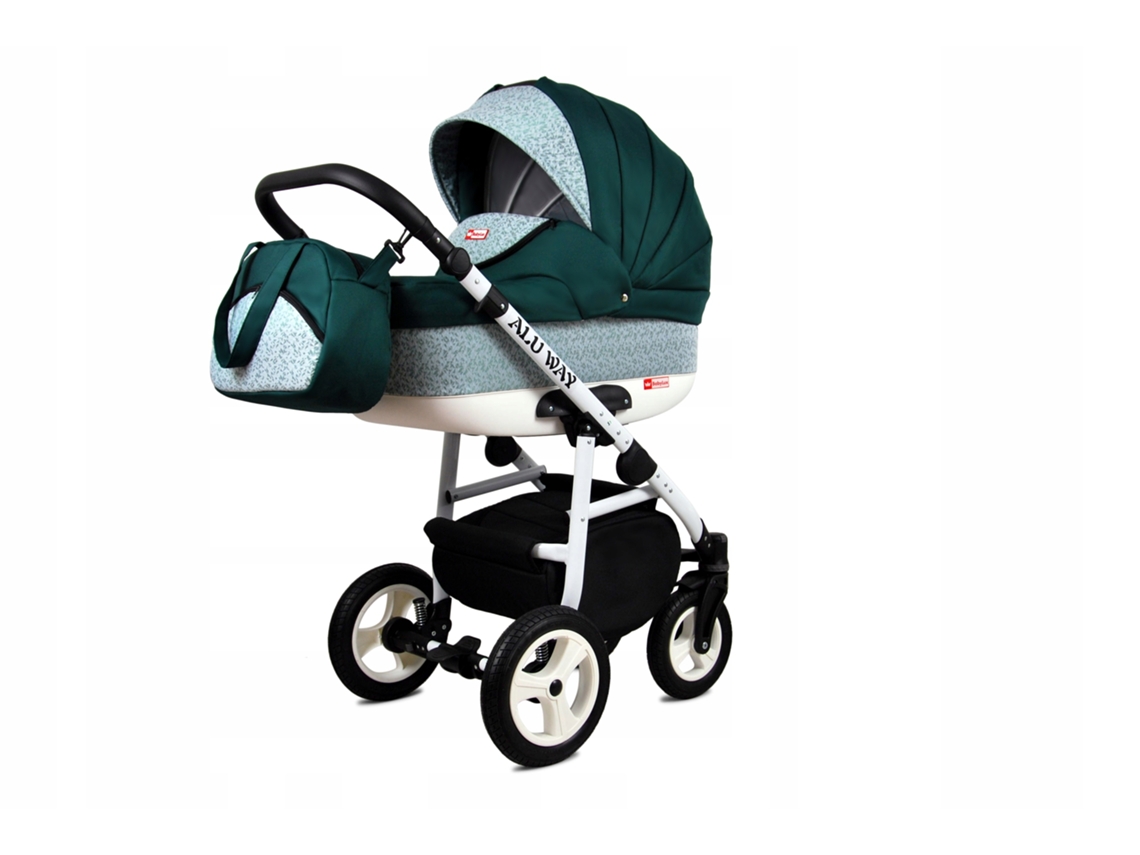 Carrinho de Bebé Multifuncional BABYLUX ALU WAY 4 EM 1 – Bottle green - Ajustável e dobrável Construção leve em alumínio - Reversibilidade Acessórios
