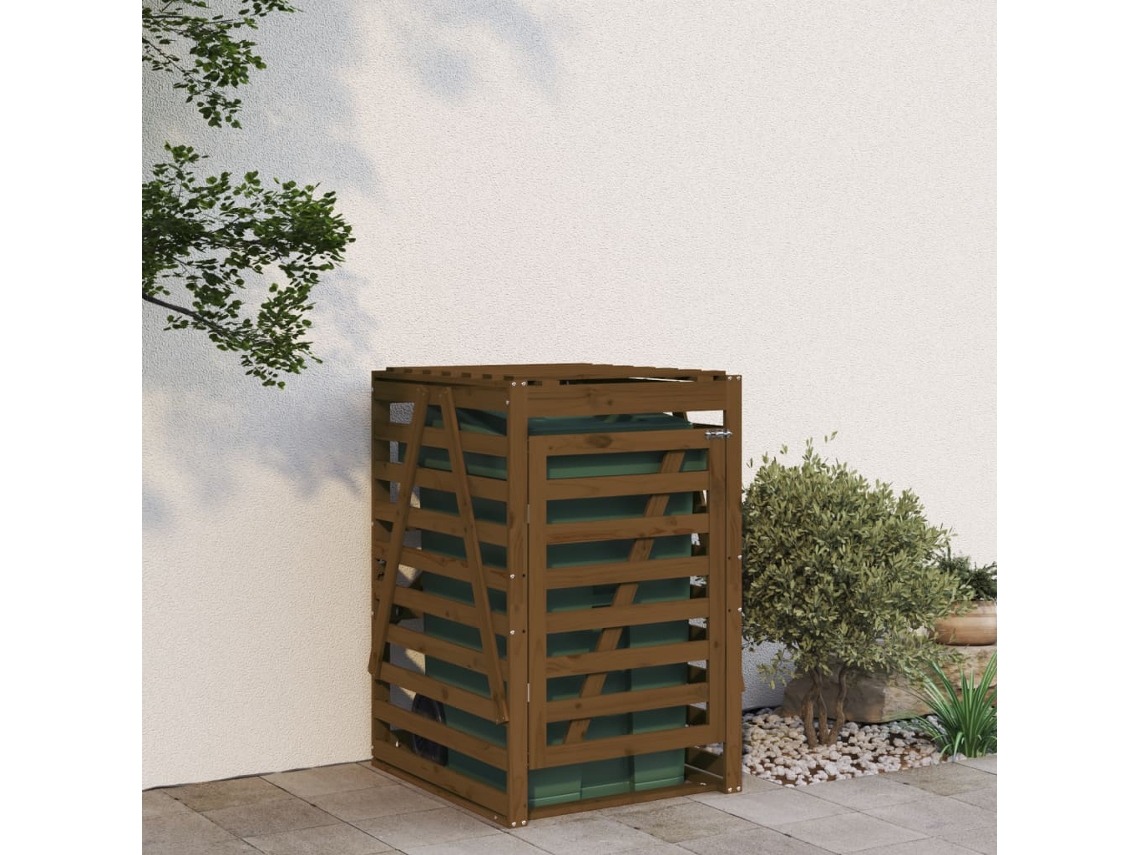 Abrigo para caixote do lixo VIDAXL Marrom Madeira de pinho (84x90x128,5 cm)