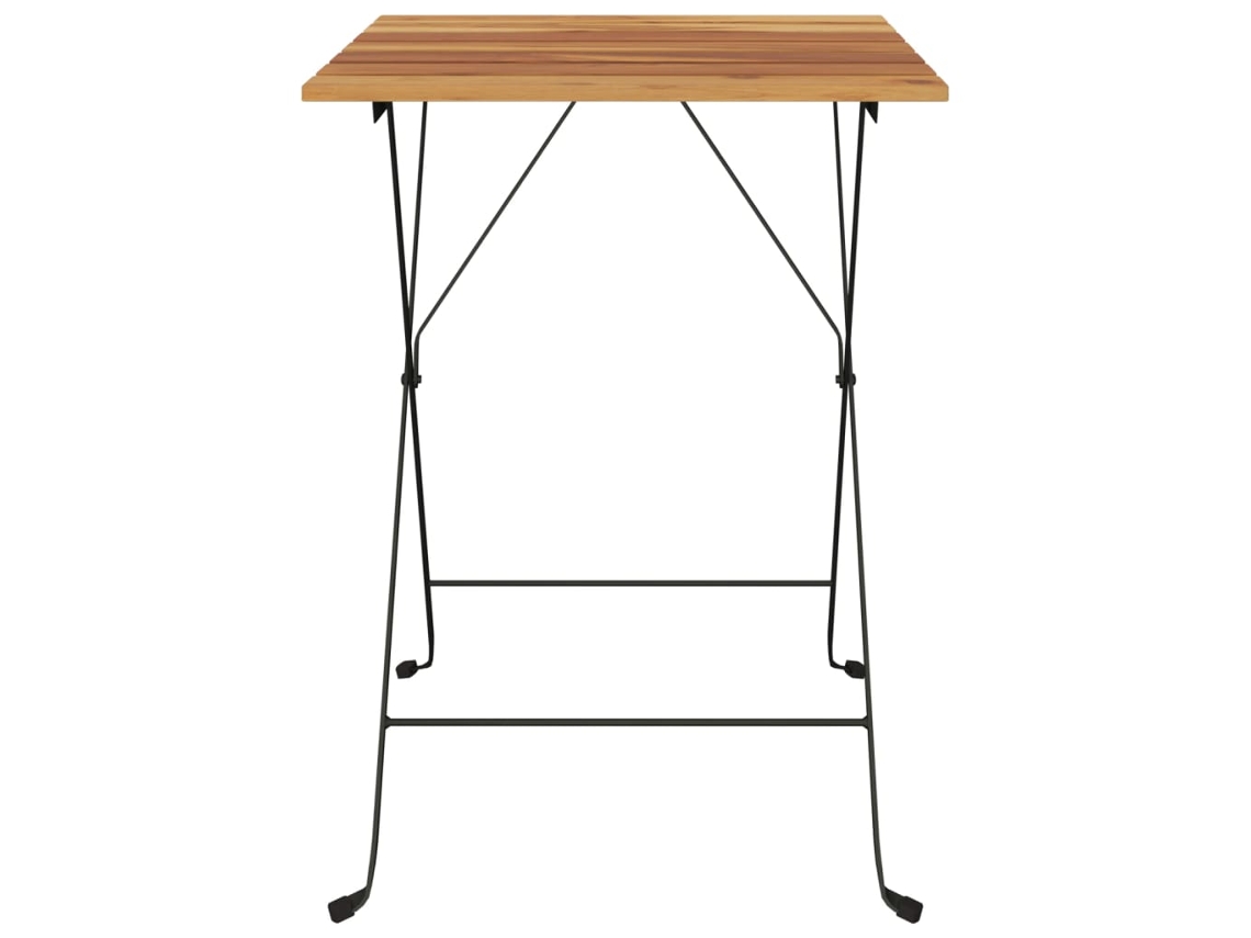 Mesa De Bistrô Dobrável 55x54x71 Cm Teca Maciça E Aço