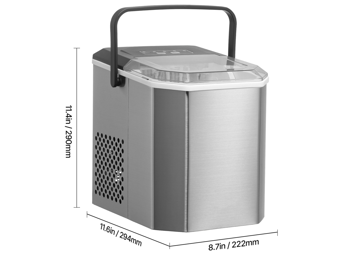 Máquina De Gelo Portátil De Bancada Succebuy, 12 Kg De Gelo Em 24 Horas, Auto Limpante, Com Pá E Cesto