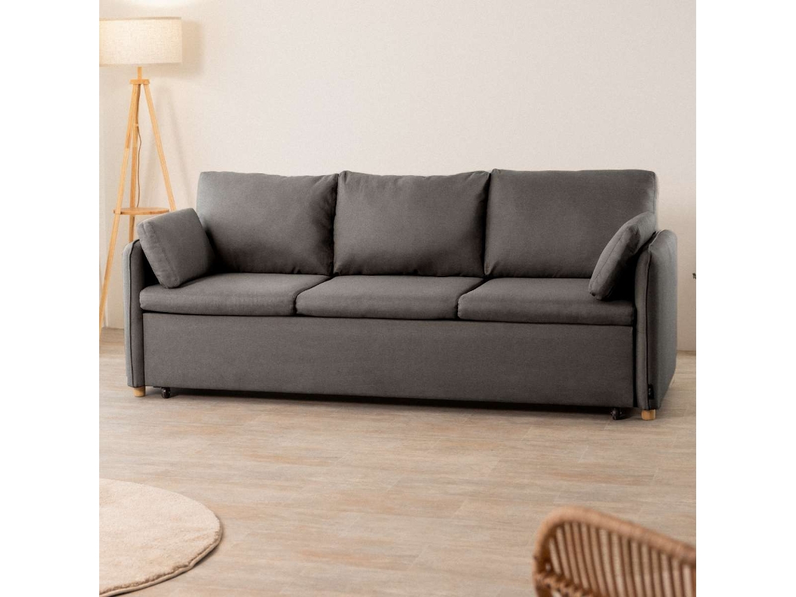 Sofá-cama cinza antracite NALUI Nest 3 3 lugares (211x86x88cm)