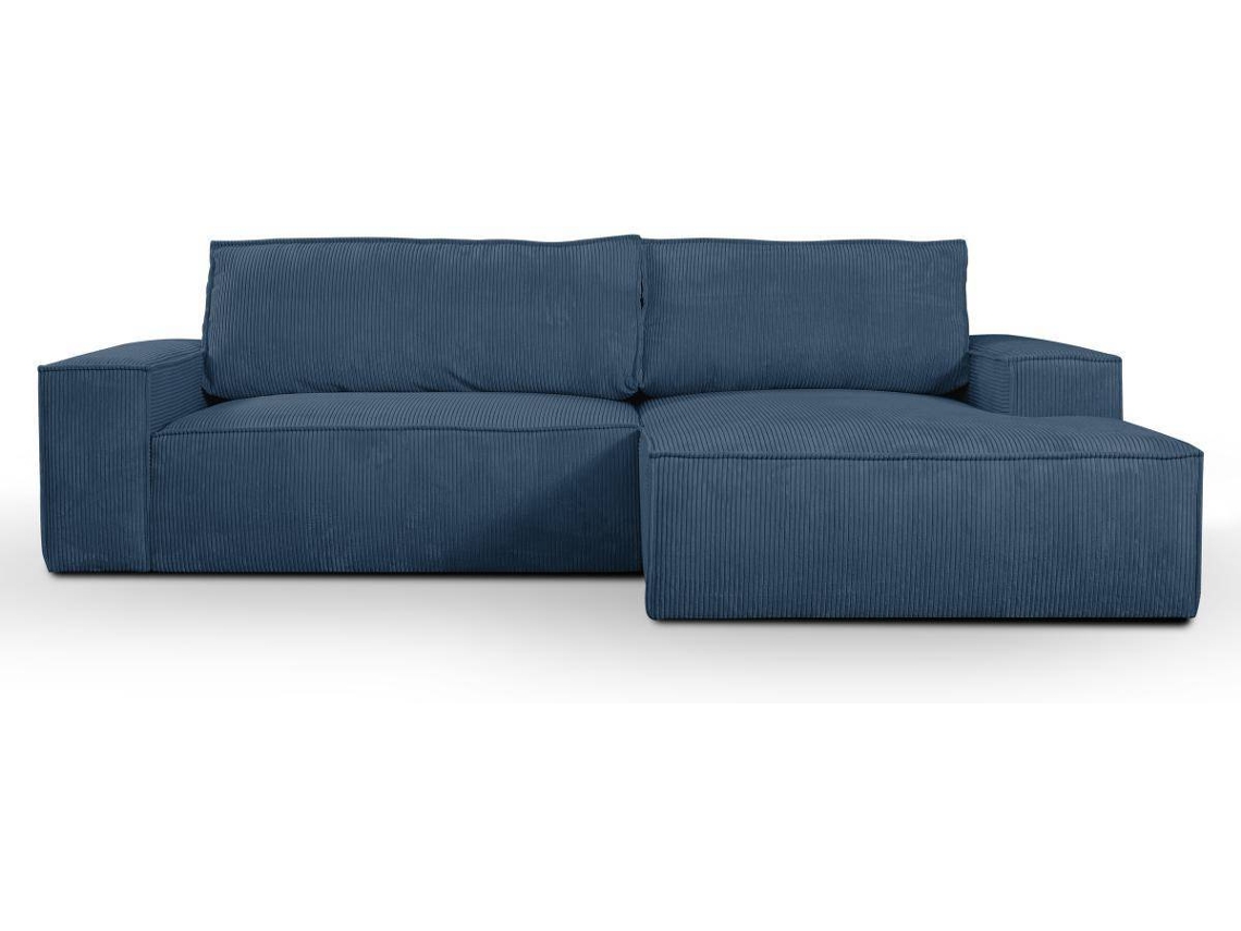 Sofá Cama Amelia VENTE-UNIQUE (Azul - Tecido e Veludo - 267x167x85 cm/Dimensões da cama: 120 – 139 cm)