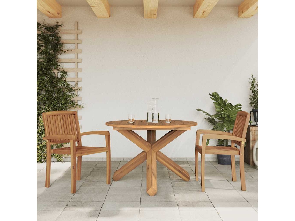 Mesa De Jardim Vidaxl Marrom Teca (109x74 Cm)