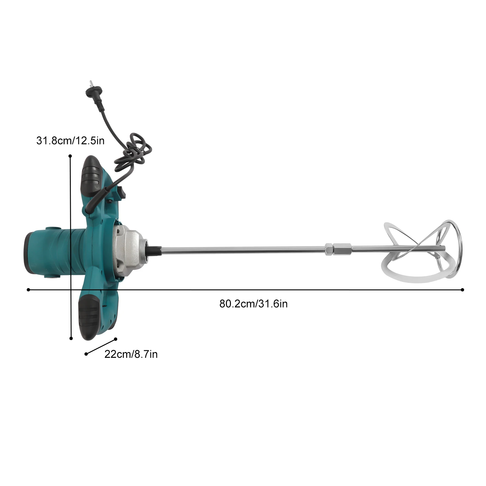 Misturador De Cimento Portã¡til, 2100w De Potãªncia, 6 Velocidades Ajustã¡veis, Azul Claro, Ue Oem