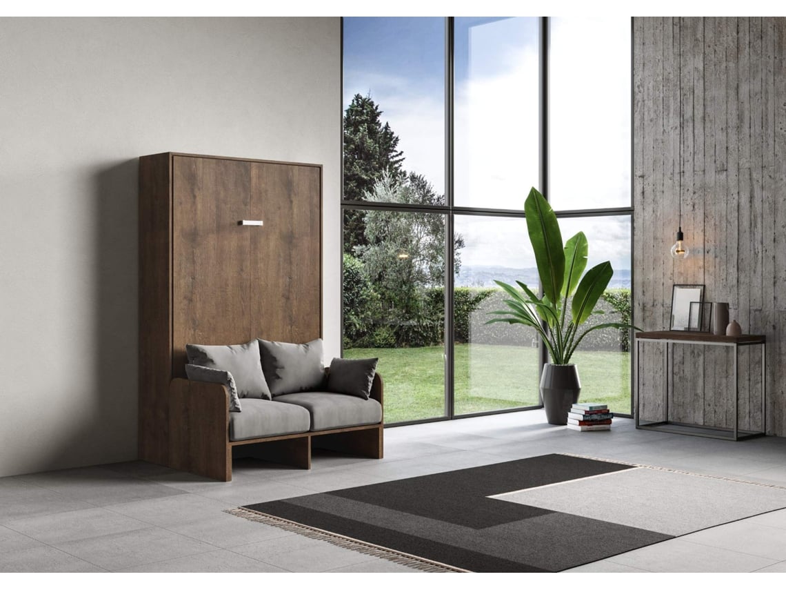 Cama Abatível 140 Vertical Sofà ITAMOBY Kentaro Sofà (154 x 105 x 210 cm - Painéis em Melamina - Nogueira)