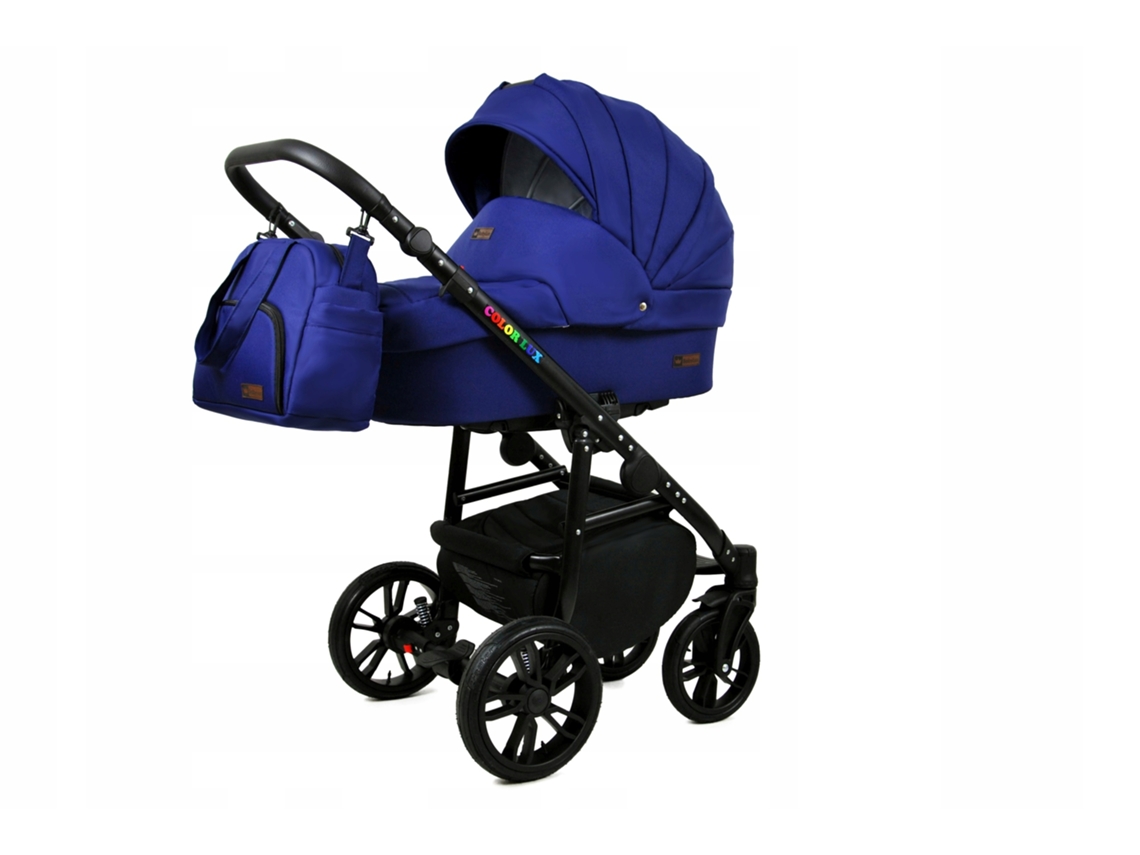 Carrinho de Bebé Multifuncional BABYLUX CLASSIC GOLD 4 Em 1 -Sailor Blue BLACK FRAME - Ajustável e dobrável Construção leve em alumínio - Acessórios