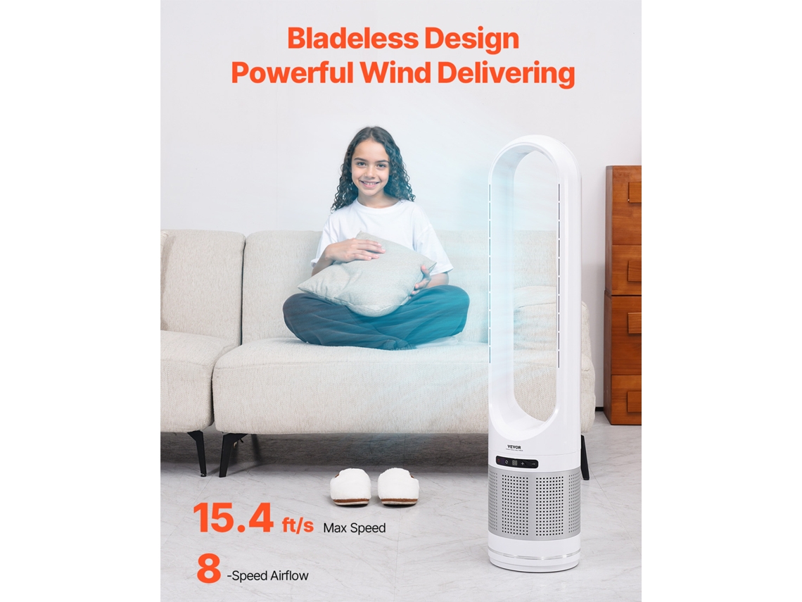 Ventilador de torre oscilante temporizador 8 H branco 55 dB Vevor versátil