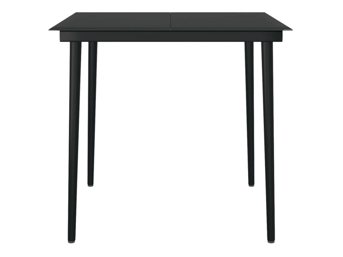 Mesa De Jantar Jardim 80x80x74 Cm Aço Vidro Preto Vidaxl
