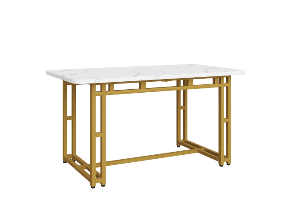 Mesa De Jantar De Luxo Leve, Com Dimensões De 120x70cm, Estrutura E Pés De Metal, Adequada Para Sala De Jantar/sala De Estar.