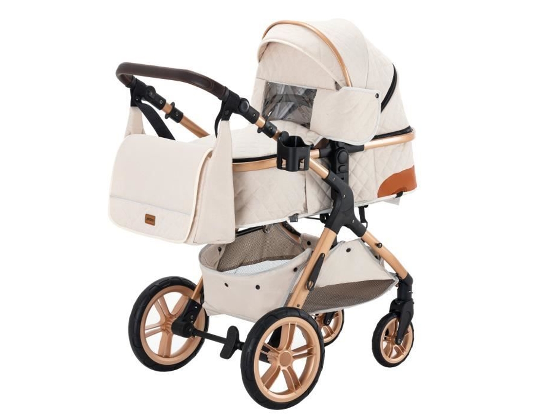 Carrinho de bebê Yazoco 3 em 1 com berço e cadeirinha, até 15 kg, branco