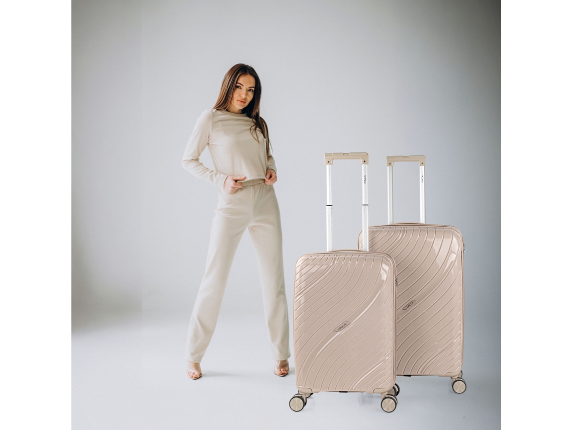 Pp ITACA Danube Cinza Claro Hard Suitcase Set (42x66x26 Cm 62l)
