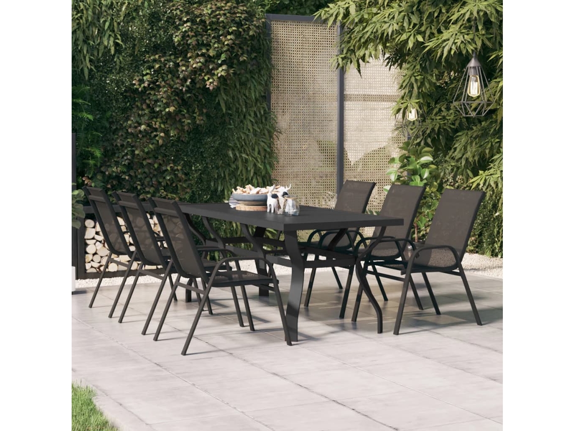 Mesa de jardim VIDAXL Preto Aço (180x80x70 cm )