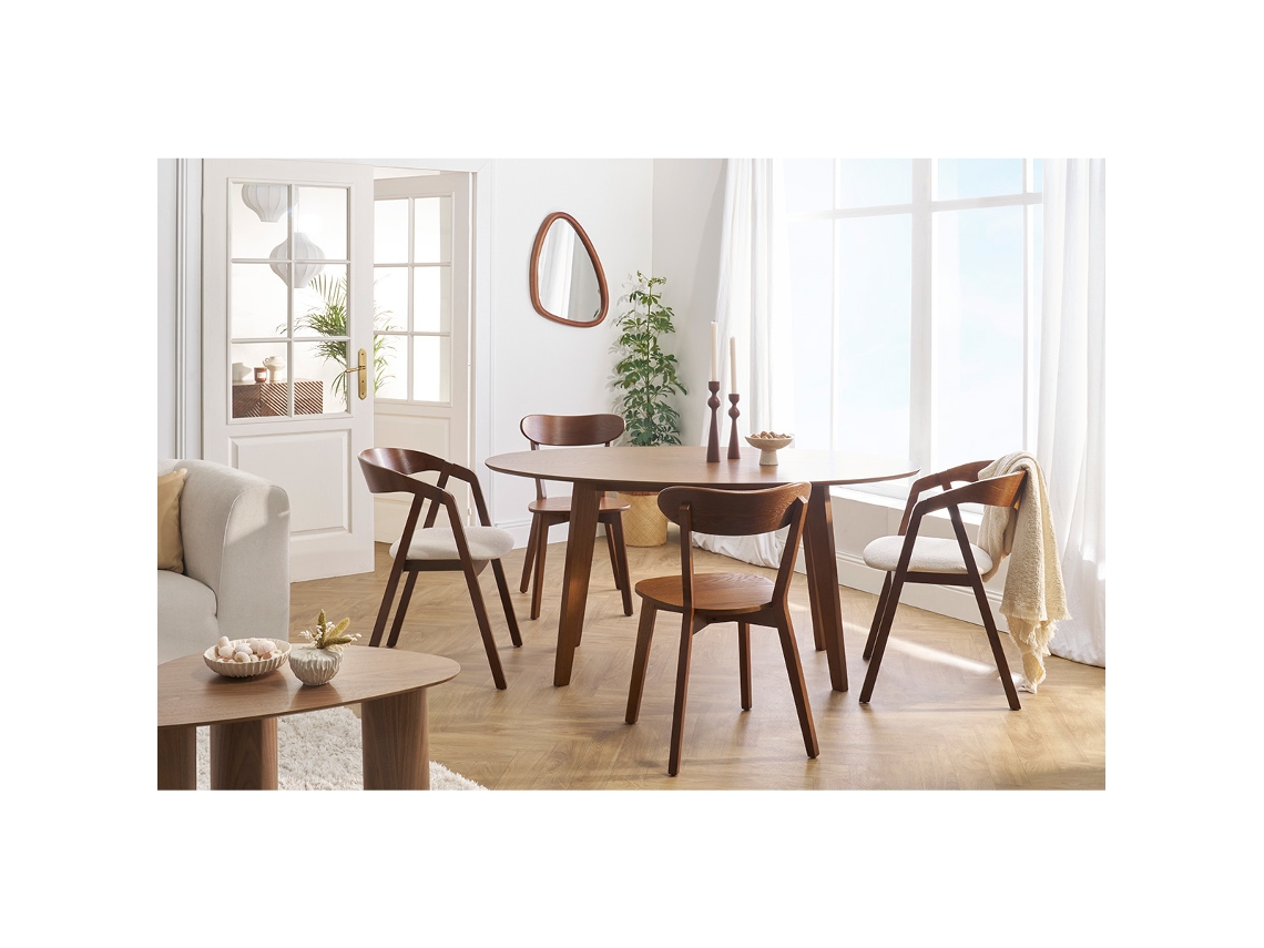 Mesa de jantar oval em nogueira com design escandinavo L160 MARIK MILIBOO