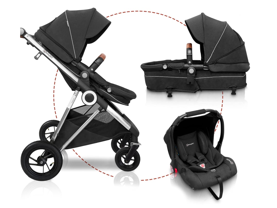 Carrinho De Bebé 3 In 1 Babygo Halime Air Anthracite (silver Chassi)